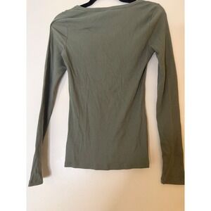 GAP Women's Olive Green Ribbed Henley Long Sleeve Top Size S